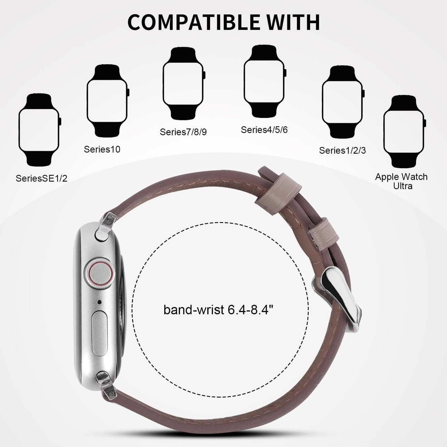 Italy Genuine Leather Bands Women Men Compatible with Apple Watch 38mm 41mm 40mm 42mm 44mm 45mm 46mm 49mm, iWatch Straps Smartwatch Replacement Band for Ultra SE 3/2/1 Series 11 10 9 8 7 6 5 4 3 2 1