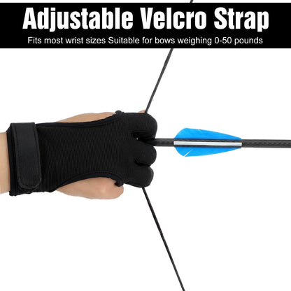 Elegaperma Archery Gloves, Adjustable Youth Archery Glove Archerys Protective Glove Protective Shooting Gloves with Leather Tips for Bow Handling