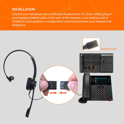 IPD IPH-250 Phone Headset with Noise Cancelling Microphone for Office and Call Center-Compatible with Avaya 1608 1616 9601 9608 9611 9611G 9620 9621 9630 9631 9640 9641 9650 9670 J139 J159 J169 J179