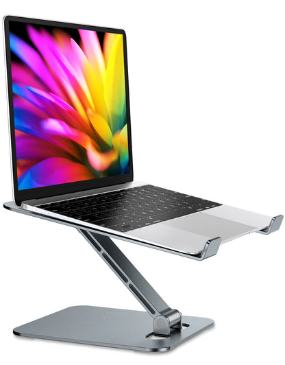 Foldable Laptop Stand, Height Adjustable Ergonomic Computer Stand for Desk, Aluminum Portable Laptop Riser Lecterns Holder Mount Compatible with MacBook Pro Air, HP, Dell 10-16"