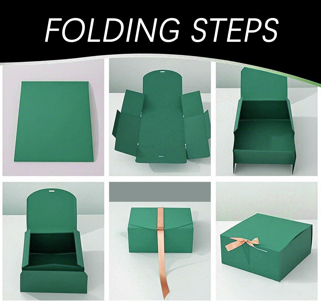 LWYMX 12 PCS Green Gift Boxes with Lids，9.8x7.8x3.9, Bridesmaid Proposal Box with Ribbon, Gift Boxes for Wedding, Christmas, Valentine's Day,Birthday,Baby Shower and the other Parties