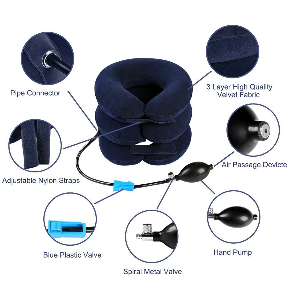 Cervical Neck Traction Device Inflatable Neck Stretcher, Easy to Use for Chronic Neck and Shoulder Pain Relief Traction Spine Alignment, Neck Cervical Brace，Purple