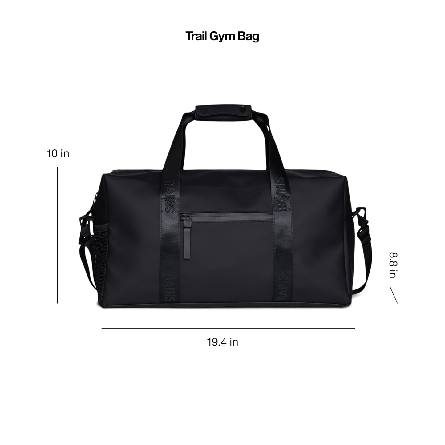 RAINS Trail Gym Bag - Black Gym Duffel Bag for Men and Women, Waterproof Material Sports Duffel Bags With Coated Zip, Detachable Shoulder Strap, 26 L - 2-Year Warranty