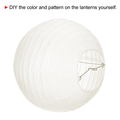 PATIKIL 10" Paper Lanterns, 5 Pcs Round Hanging Chinese/Japanese Lantern Decoration for Home Birthday Party Wedding Christmas Classroom Decor, Cream