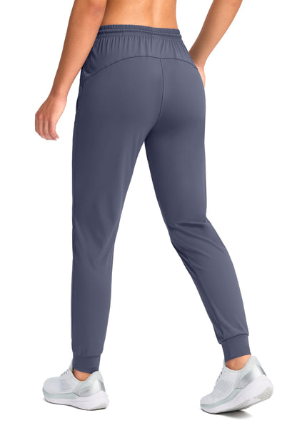 G Gradual Women's Joggers Pants with Zipper Pockets Tapered Running Sweatpants for Women Lounge, Jogging (Dusty Blue, Medium)