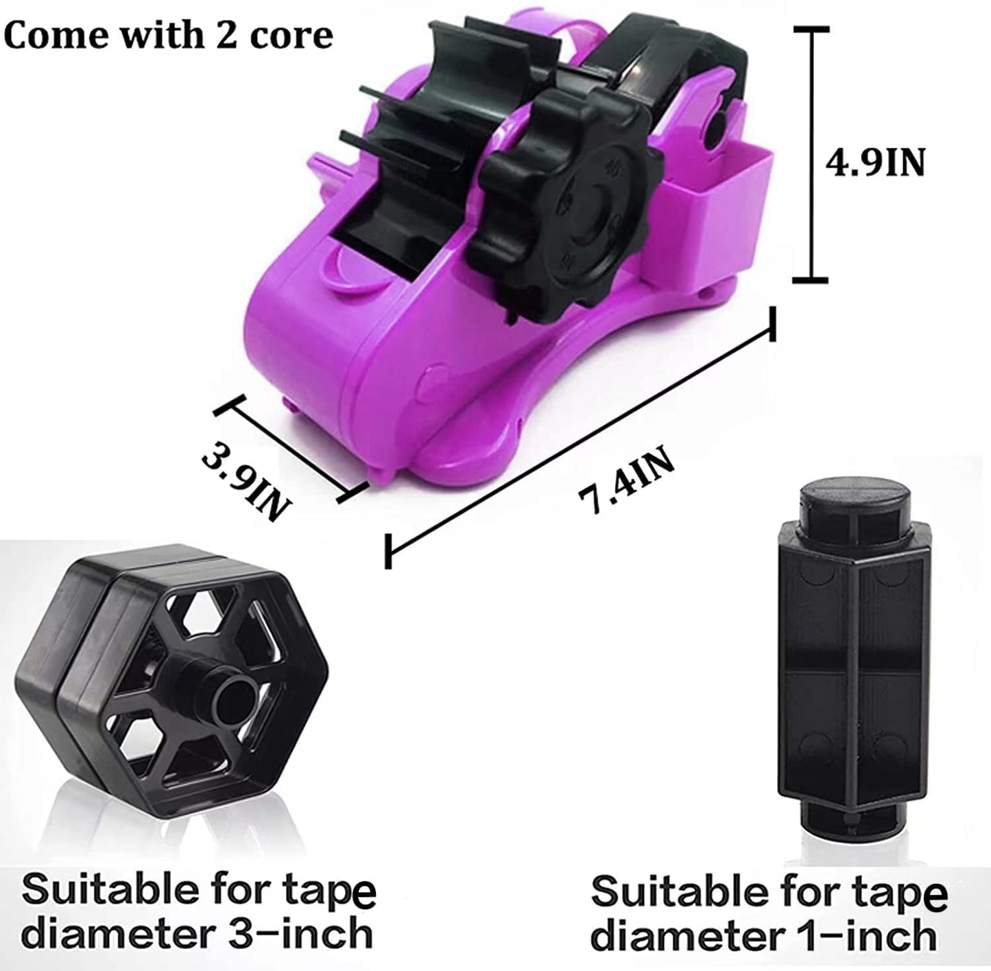 SHDSL Purple Heat Tape Dispenser- Multiple Roll Cut Heat Tape Dispenser 1" & 3" Core Double Reel Cores Sublimation for Heat Transfer Tape,Semi-Automatic Tape Dispenser with Compartment Slots