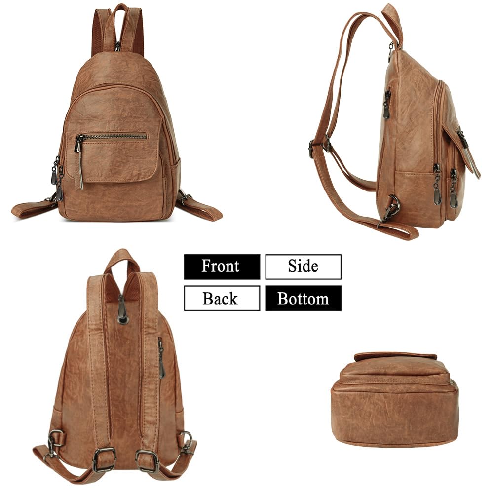 Small Backpack Purse for Women Fashion PU Leather Backpack Convertible Ladies Sling Bag