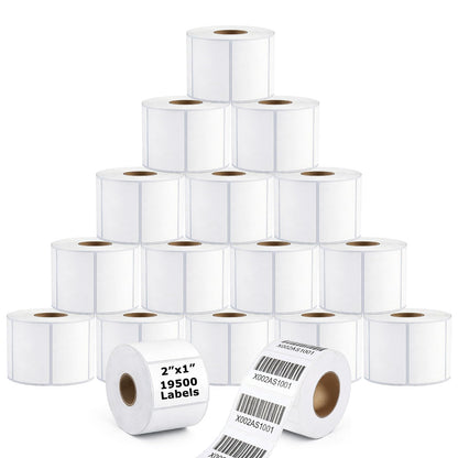 Volokitx 15 Rolls 2"x1" Direct Thermal Labels, 1300 Labels/Roll (19500 Labels), Self-Adhesive Address Barcode Sticker Label Rolls, Compatible with Zebra, Rollo, Munbyn & Most Thermal Printers