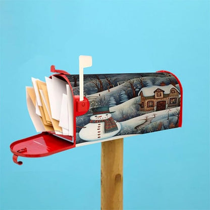 DADABULIU Mailbox Covers Snowman Forest Winter House Snowman Forest Winter House Magnetic Letter Post Box Cover Standard Size 21 x 18 Inch Garden Yard Home Decorative