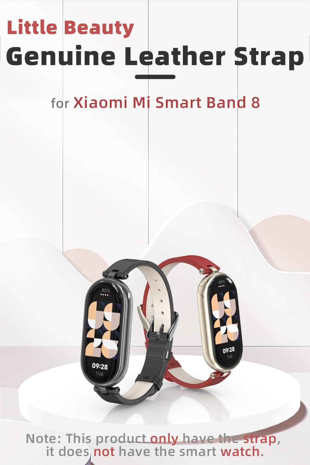 MIJOBS Strap for Xiaomi Mi Band 10/9/8 Genuine Leather Replacement Straps for Mi Fit Band 9 Breathable SmartWatch Straps Wristband Bracelet