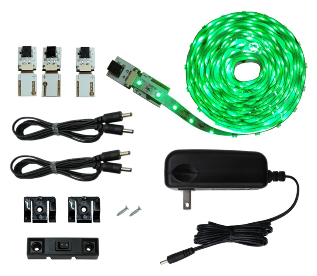 Cut and Connect LED Light Strips| Super Bright - 18 LEDs per Foot | Green | 9.5ft/ 3M | Flexible LED DIY Kit | Inspired LED