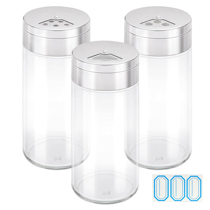 Segarty Spice Jars, 6 Pack 3 oz Spice Bottles with Shaker Lids, Glass Empty Storage Containers with Adjustable Stainless Steel Flow Top for Your Regularly Used Spices