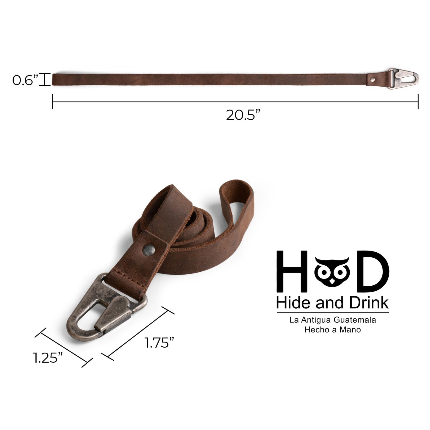 Hide & Drink, Lanyard Keychain for Men and Women, Neck Strap with Hook, ID Holder, Clip to Attach to House, Apartment, Car Keys, Full Grain Leather, Handmade, Bourbon Brown