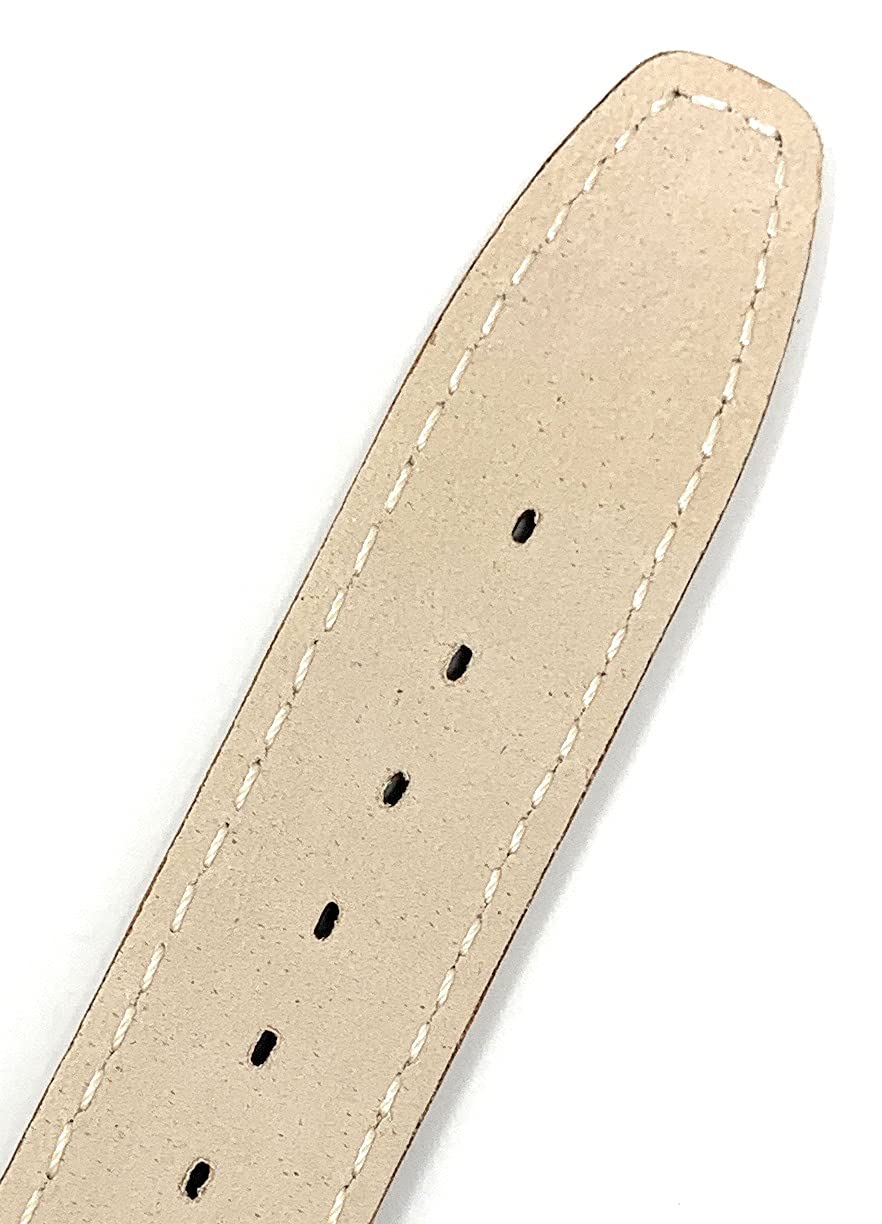 Bandini 18mm Italian Leather Watch Strap Band - Pink with Stitching - Classic - Slim - Gold Buckle
