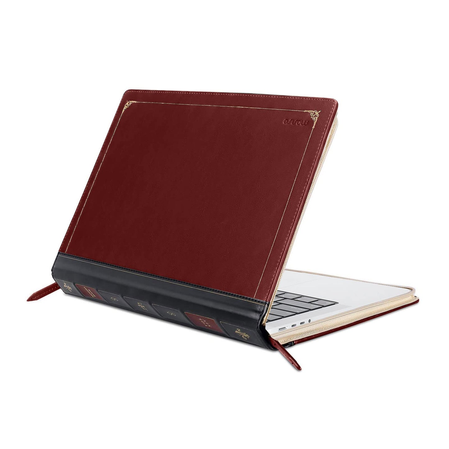 MOSISO Laptop Case, Laptop Sleeve 14 inch Compatible with MacBook Pro 14 inch Pro/Max M5 M4 M3 M2 M1 2026-2021, PU Leather Laptop Sleeve Case Vintage Zippered Protective Case Cover, Wine Red