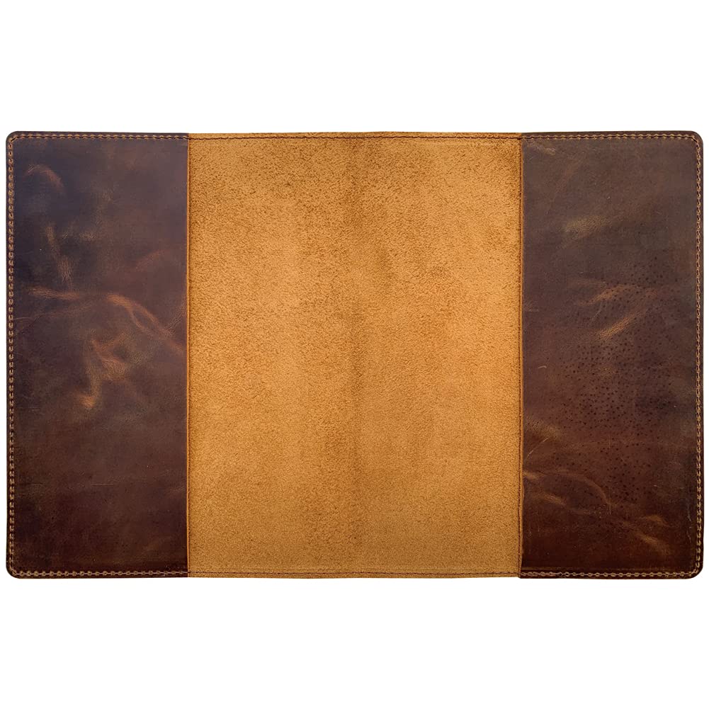 Fan&Ran Leather Journal Cover for Moleskine XL and 7.5"x9.75" Composition Notebooks, Bourbon Brown 8.25"x10.5"