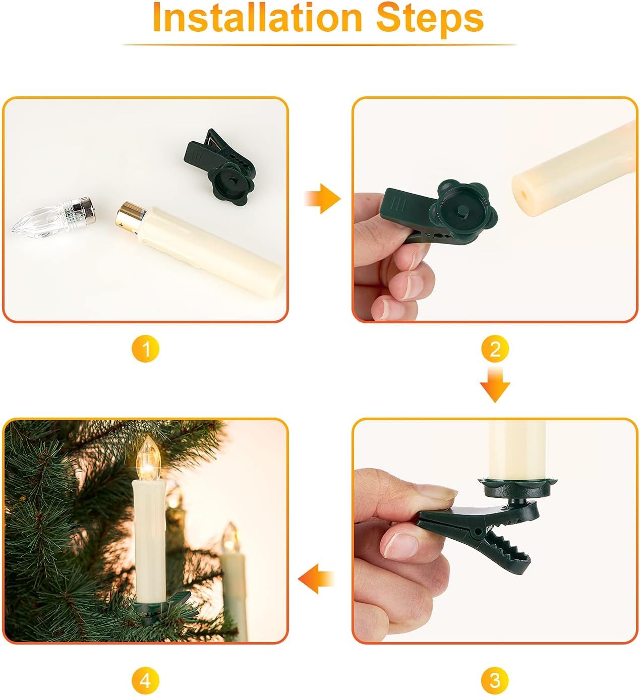 Mxqdhx Christmas Trees flameless Candles, 30Pcs Led Flickering Lights Battery Operated Candlesticks with Remote Timer/Clips, Warm White Window Taper Candles for Home Wedding Halloween Birthday Decor