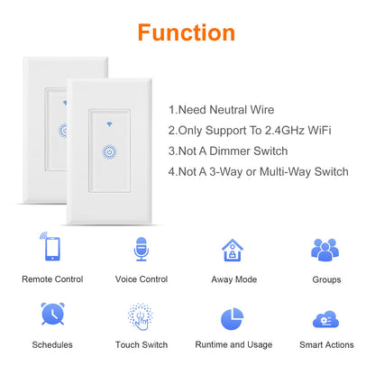 Milfra Smart Light Switch Single-Pole,Smart Switch 2024 New Model 10A,Compatible with Alexa, Siri and Assistant,Voice and Remote Control,Neutral Wire Required,No Hub Required