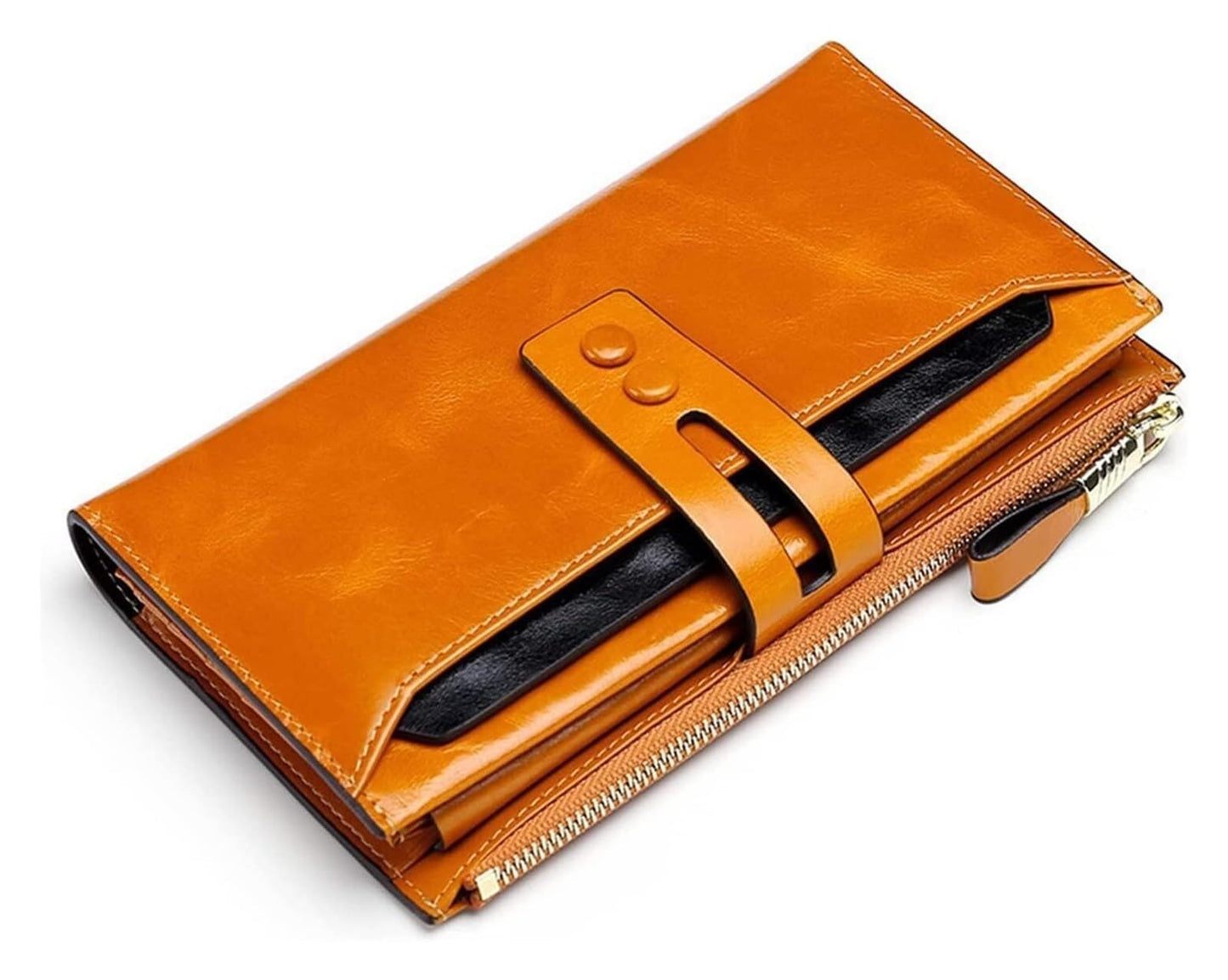 Vyrnox Women's Genuine Leather Long Wallet with Hasp Closure, Large Zip Around Checkbook Billfold Phone Holder Purse Organizer (Rose Purple)