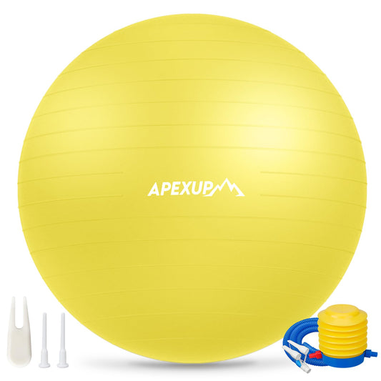 APEXUP Yoga Ball, 660 lbs Anti-Burst Exercise Ball with Pump, 5 Sizes (XXL(31"~34") 85cm, Yellow)