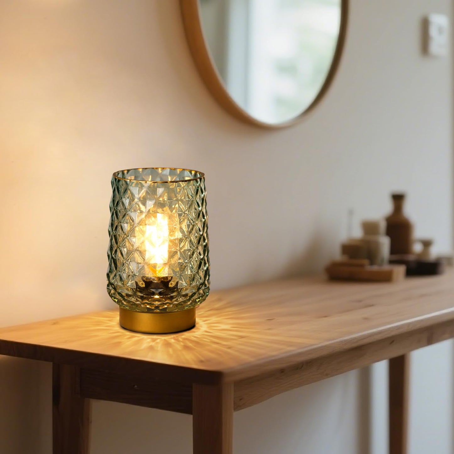 MJ PREMIER Battery Operated Table Lamp, Small Cordless Lamp with Timer Decorative Ambient Lighting, Emergency LED Lamp Nightstand for Bedroom Living Room Indoor Decor Housewarming Gift