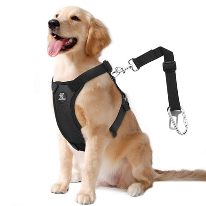 VavoPaw Dog Seat Belt, Safety Vest Dog Car Harness with Adjustable Buckle Dog Seat Belt for Vehicle Nylon Pet Safety Seat Belts Heavy Duty(L, Black)