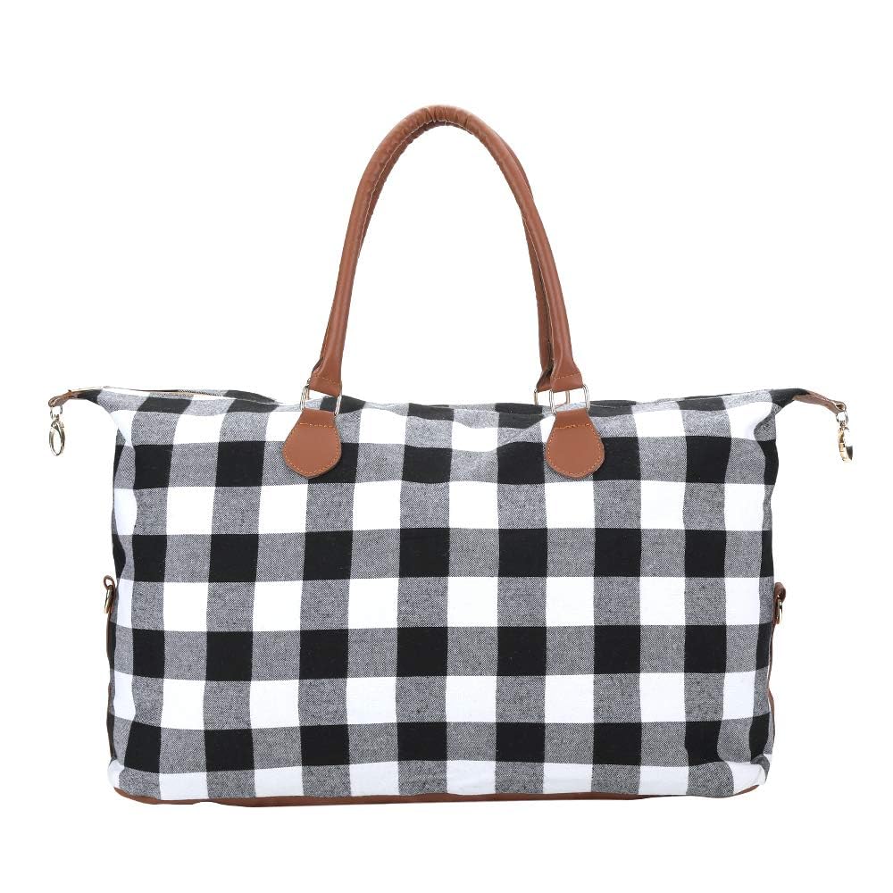 XinblueCo Weekender Buffalo Plaid Duffle for Women Travel Carry-on Overnight With Shoulder Strap for Business Trip Western Gifts