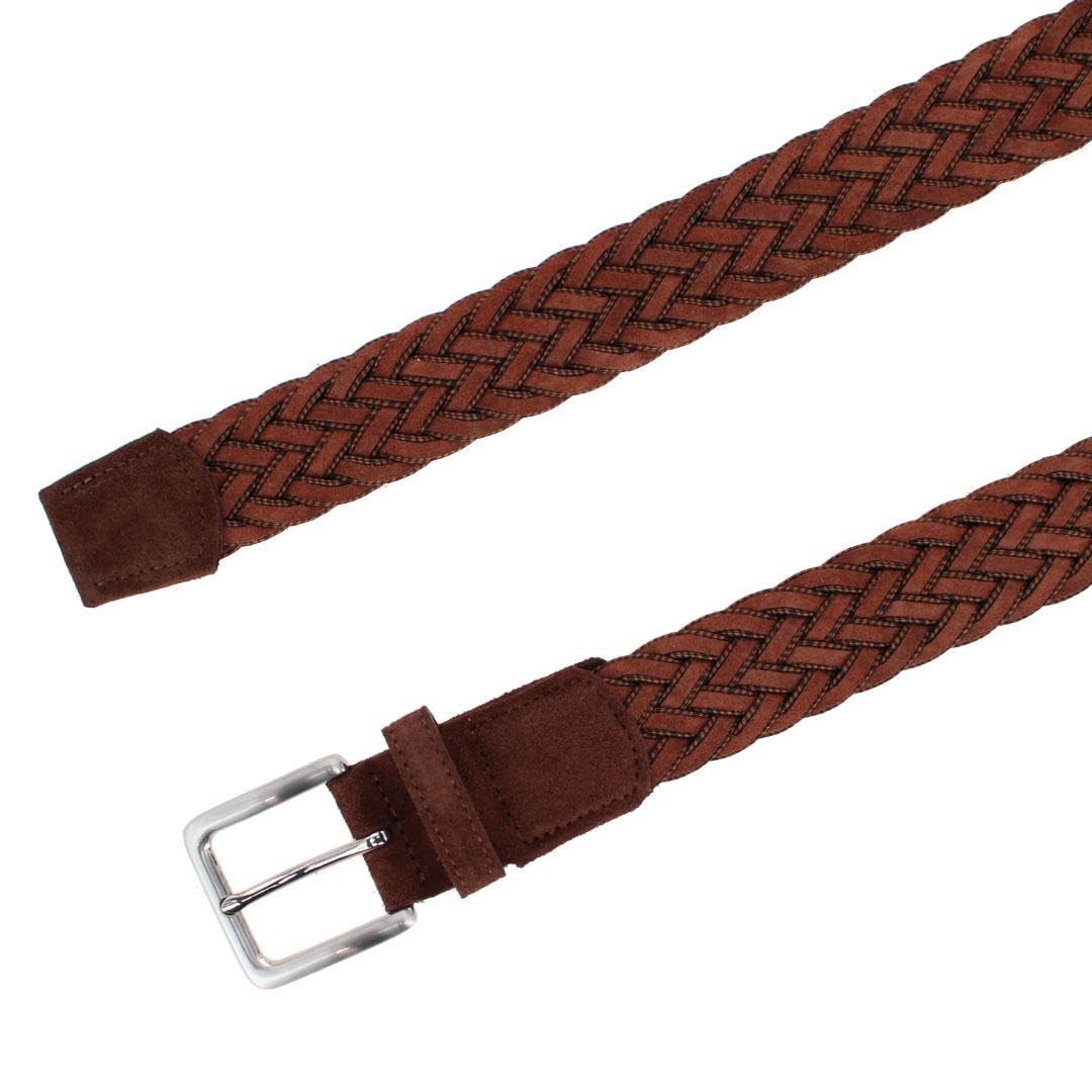 Trafalgar Men's Apollo Italian Braided Suede Versatile Belt, 44, Light Brown