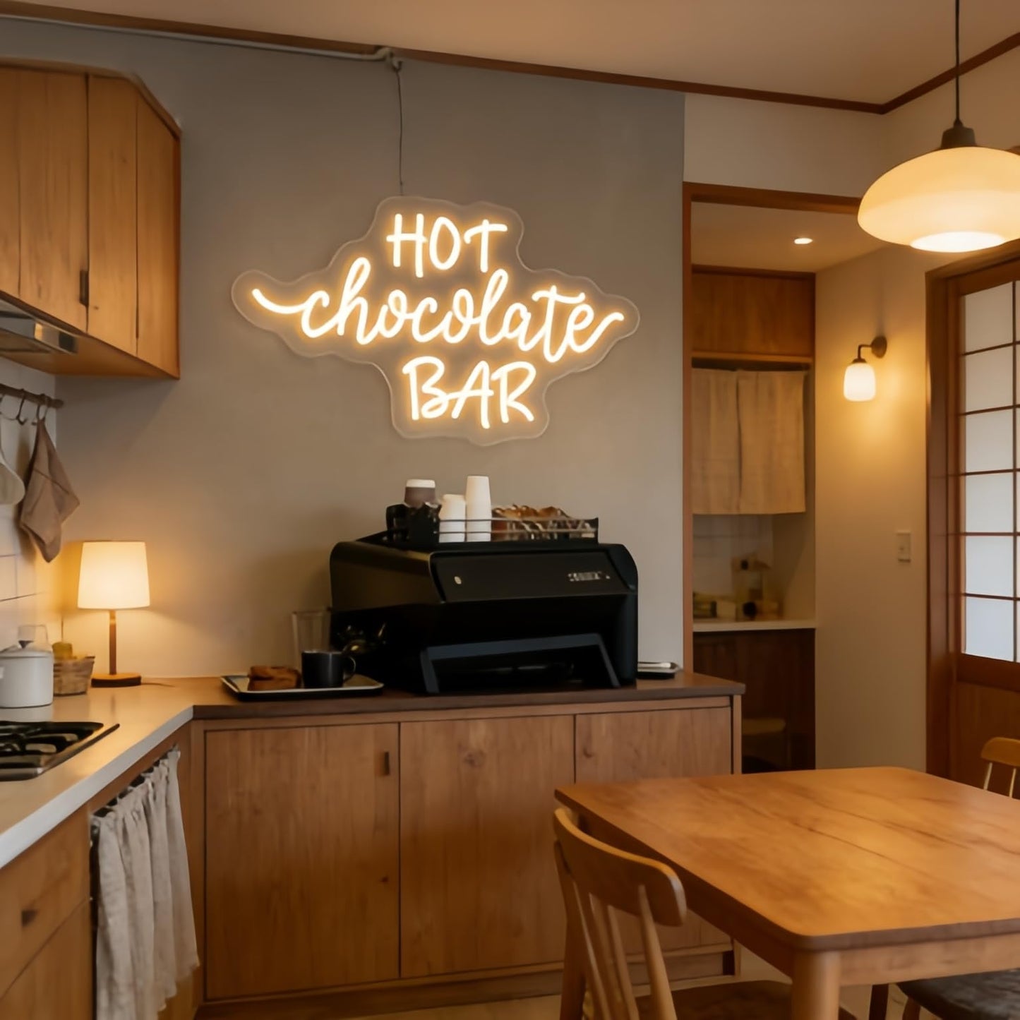 Hot Chocolate Bar Neon Sign, Winter Hot Drink Coffee Bar Christmas Kitchen Home Wall Decor