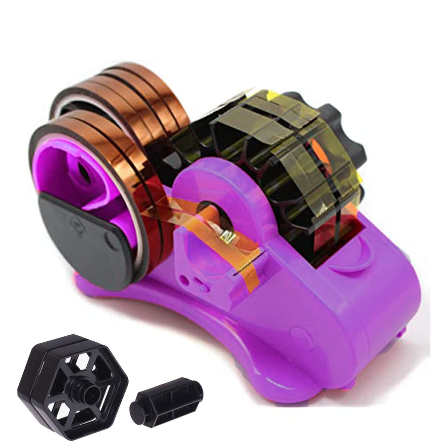 SHDSL Purple Heat Tape Dispenser- Multiple Roll Cut Heat Tape Dispenser 1" & 3" Core Double Reel Cores Sublimation for Heat Transfer Tape,Semi-Automatic Tape Dispenser with Compartment Slots