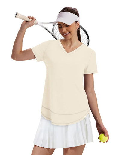 Oversized Tshirts for Women Dry Fit Plus Size Spring Clothes Summer Athletic Tops Workout Shirts V Neck White 3XL