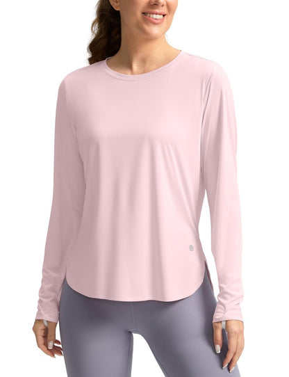 Women's Sun Shirts UPF 50+ Long Sleeve UV Protection Shirt Lightweight Quick Dry Workout Hiking Tops for Women(Seashell Pink,XL)
