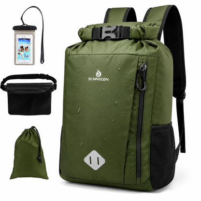 Sunnylon Dry Bag Backpack, 20L Dry Bags Waterproof with Waist Pouch and Phone Case,Roll top Dry bag for kayaking,Marine dry bag for Kayaking,Beach, Rafting, Boating, Hiking, Camping and Fishing