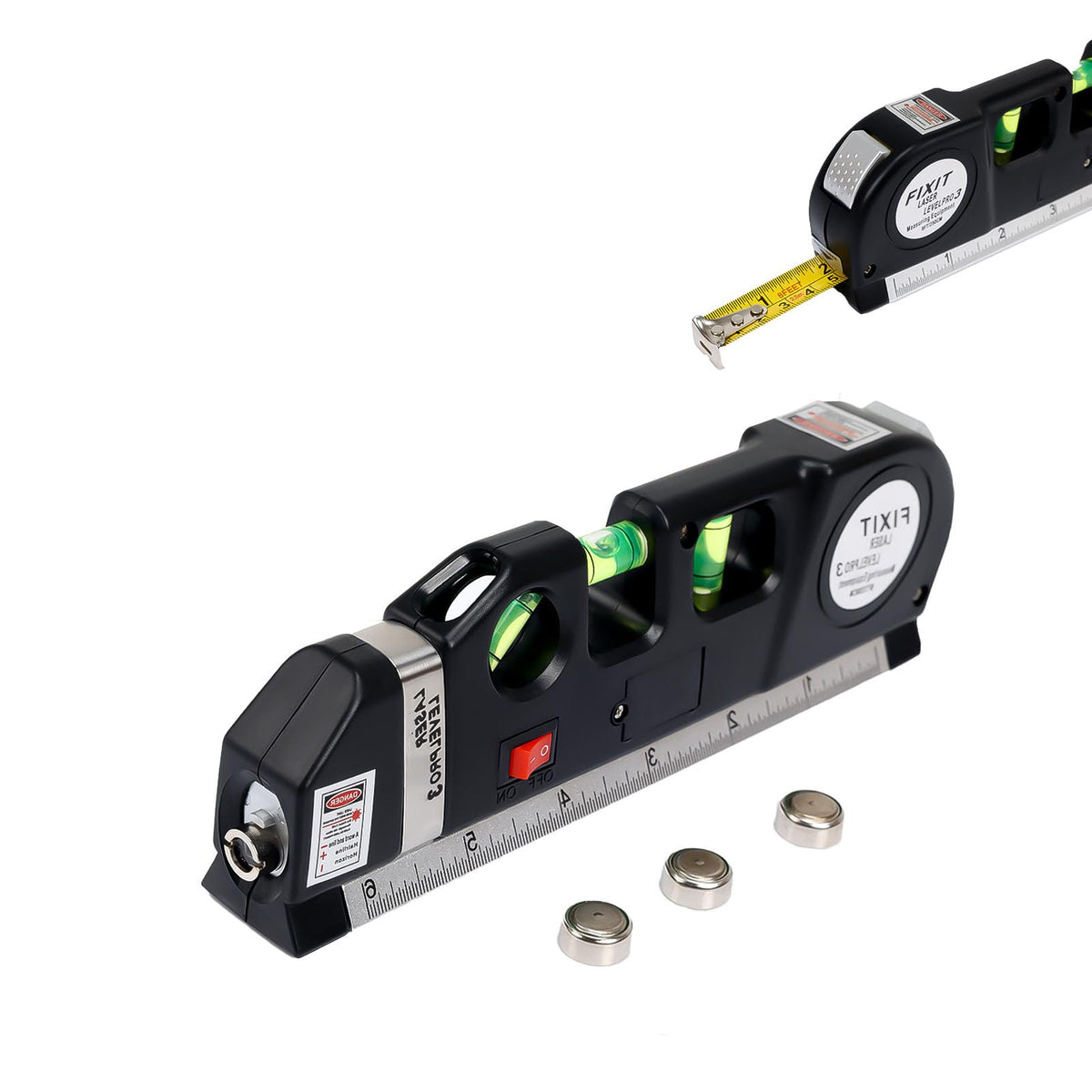 Laser Level Line Tool, Standard Cross Line Laser leveler with 8ft/2.5M Metric Ruler, Multipurpose Laser Leveler Kit for Flooring & Tile Installation