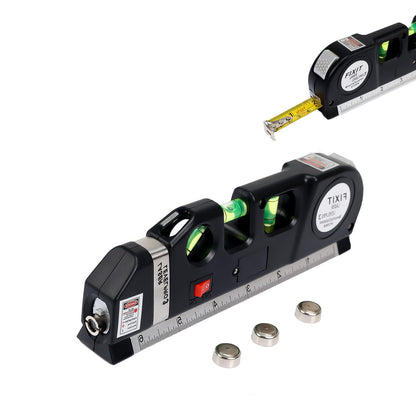 Laser Level Line Tool, Standard Cross Line Laser leveler with 8ft/2.5M Metric Ruler, Multipurpose Laser Leveler Kit for Flooring & Tile Installation