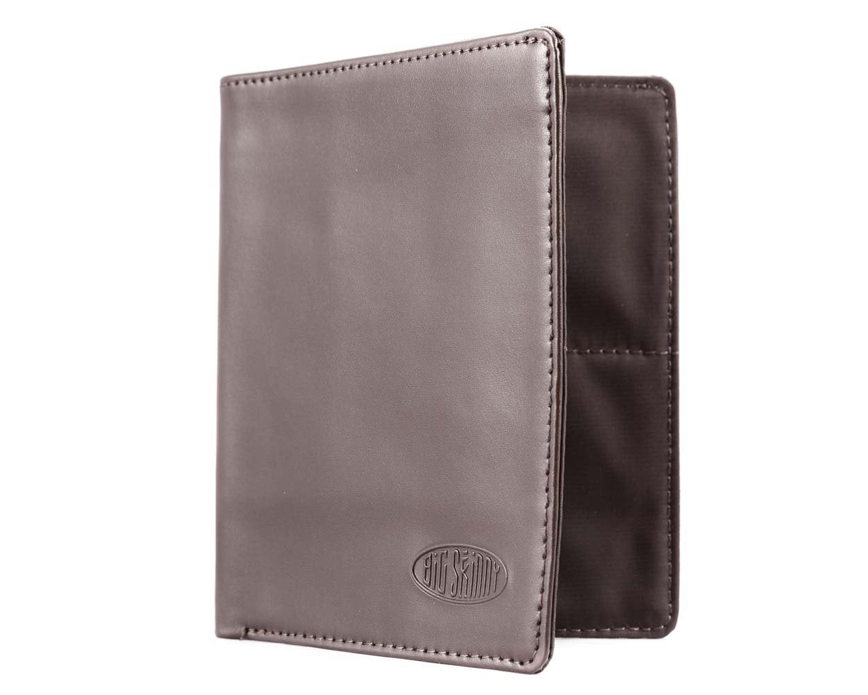 Big Skinny Men's Hipster Leather Bi-Fold Slim Wallet, Holds Up to 40 Cards, Brown