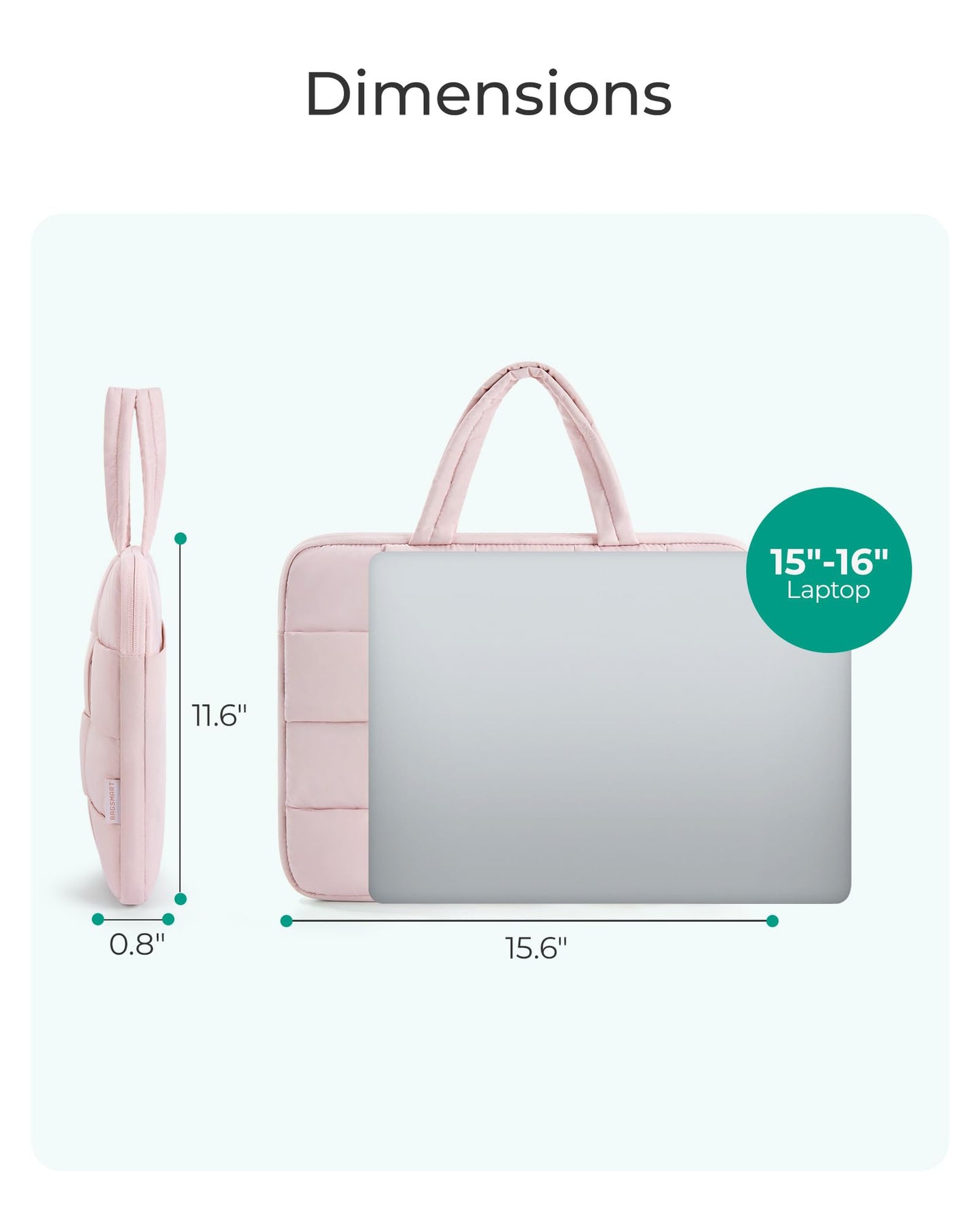 BAGSMART 13-14 Inch Laptop Case, Portable Puffy Laptop Sleeve with Handle, Compatible with MacBook Air/Pro 13.3 13.6 Inch M4 M3 M2 M1, Computer Sleeve Fitted with Dell,HP, Pink