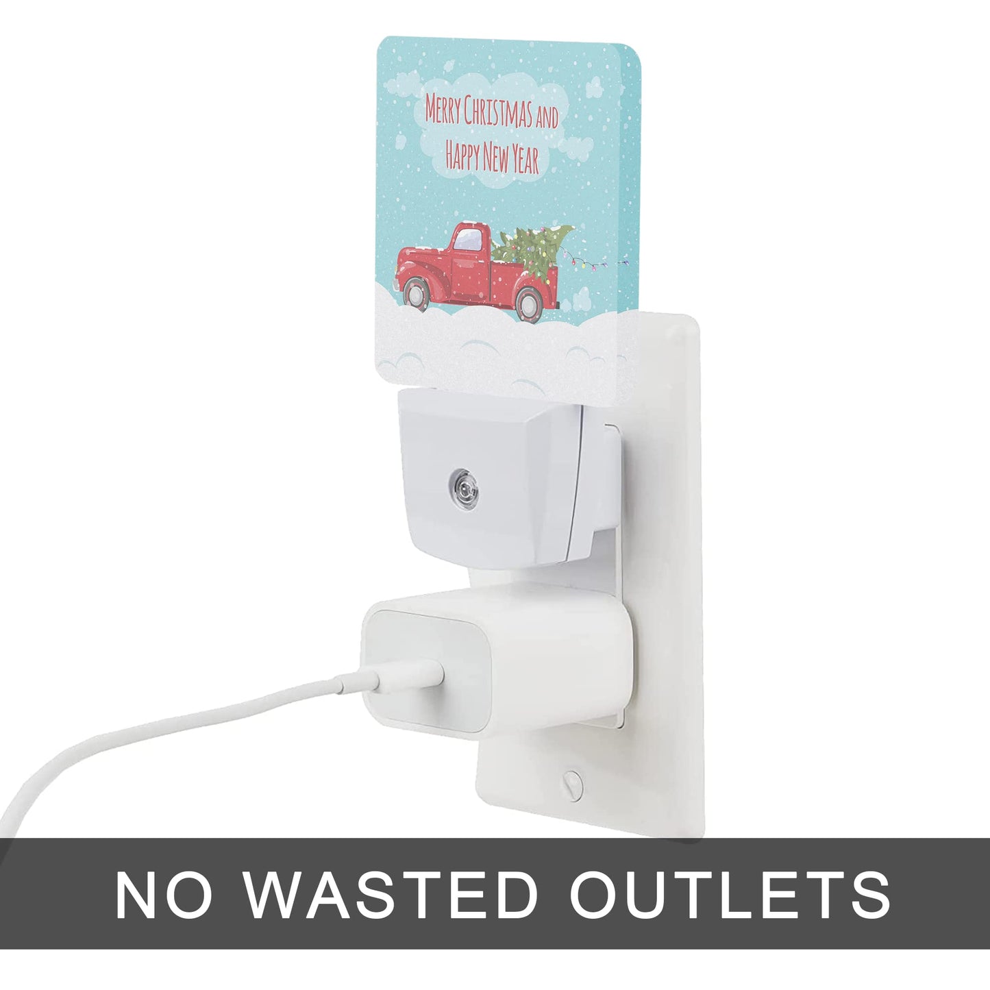 Oeaskly Christmas Décor Night Light,Retro Pickup and Christmas Tree Night Lights Plug into Wall with Dusk to Dawn Light Sensors 0.5W Dim Lamp for Bedroom