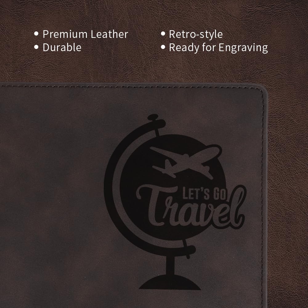 PYD Life 6 Pack Passport Holder Cover Leather Blanks 5.7" x 8.3" Brown for Glowforge Xtool Laser Engraving,Passport Case Travel Wallet for Silhouette Curio 2 Foil Transfer