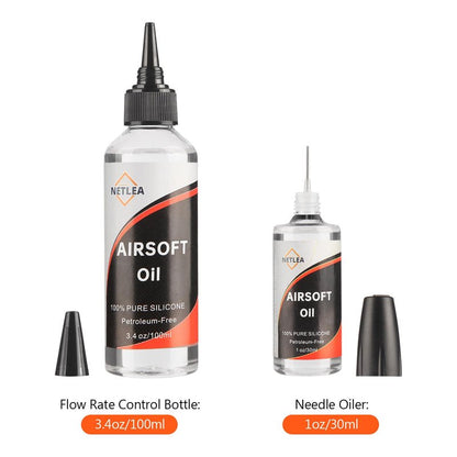 NetLea 4.4 oz Airsoft Oil lubricating with Needle Oiler Pure Silicone Lubricant Airsoft Chamber Lube for Airgun Lubrication