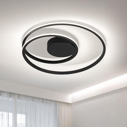 MADEM LED Flush Mount Ceiling Light, Modern Ceiling Light for Bedroom Dimmable Close to Ceiling Light for Bedroom Living Room Dining Room Kitchen, Black 47W 3760lm