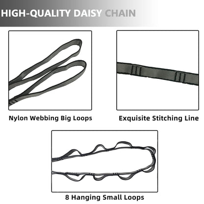 PRIOR FITNESS Yoga Straps Aerial Hammock Accessory Set, 2pcs Carabiner + 2pcs Daisy Chain r, Aerial Silk Hardware with Carabiner Daisy Chain for Yoga Swing Pilates