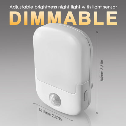 Briignite Night Lights Plug into Wall, Modern LED Night Light Plug in, Dusk to Dawn Sensor, Soft White 3000K, 0-100LM Adjustable Brightness, Dimmable NightLight for Hallway, Bedroom, Stairway, 2 Pack