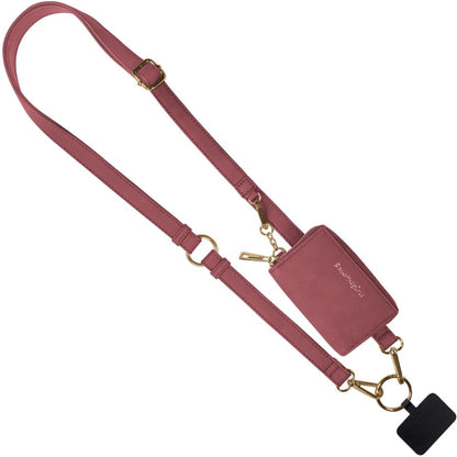 Save the Girls Clip & Go Strap - Cell Phone Strap with Brushed Vegan Leather Pouch - Women’s Crossbody Shoulder Strap-On Purse and Removable Wristlet (Deep Cream Rose)