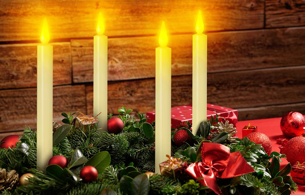 ShareMoon Window Candles Flickering Battery Operated with Remote and Timer, 6 Pack Electric Flameless Taper Candles with Magnetic Base for Christmas Halloween Dinner Wedding Party Decoration