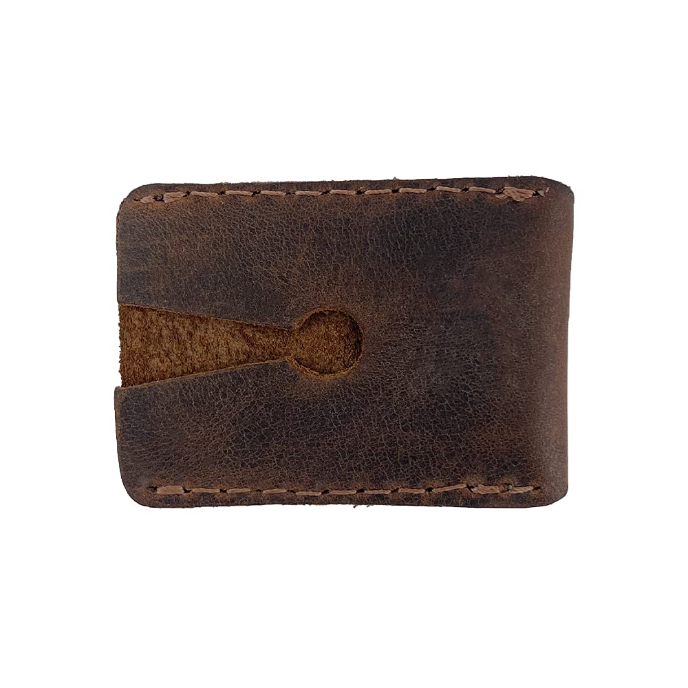 Hide & Drink, Leather Double Edge Safety Razor Head Protective Sheath, Shaving Travel Cover Handmade (Bourbon Brown)