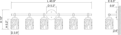 ALICE HOUSE Modern 6-Light Bathroom Vanity Light, 41” Brushed Brass Finish Wall Lighting Fixture Over Mirror for Bathroom, Powder Room, Makeup AL5095-W6