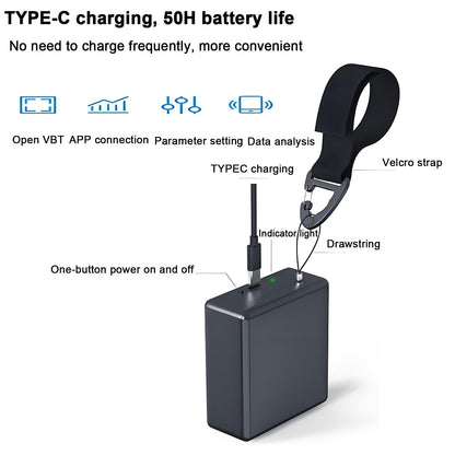 Velocity Based Training Device,Vertical Jump Tester w/APP Control and Voice Tips, Barbell Speed/Power/1 RM/Fatigue Test/Explosive Force,50H of Battery Life