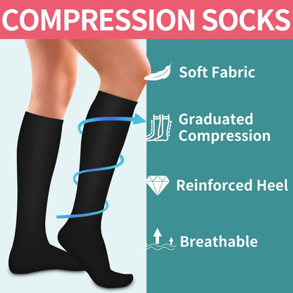 COOLOVER Compression Socks for Women and Men - Best for Circulation, Running, Athletic, Recover, Nurse, Travel