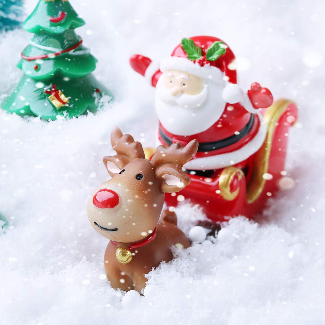yeesport 18PCS Christmas Miniature Figurines Mini Santa Clause Ornament Xmas Micro Landscape Christmas Tree Christmas Figurines Snowman Reindeer Gift for DIY Fairy Garden